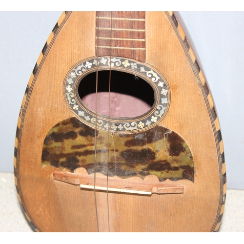 603 - 19th century hand made 8 string rosewood bodied Italian Mandolin with inlaid decoration to front