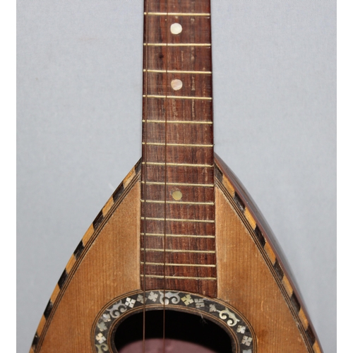 603 - 19th century hand made 8 string rosewood bodied Italian Mandolin with inlaid decoration to front