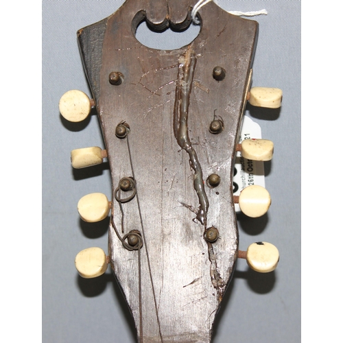 603 - 19th century hand made 8 string rosewood bodied Italian Mandolin with inlaid decoration to front