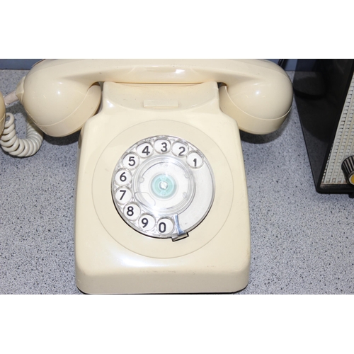 750 - Vintage Philips radio in Bakelite case, and 2 rotary-dial telephones to incl GPO