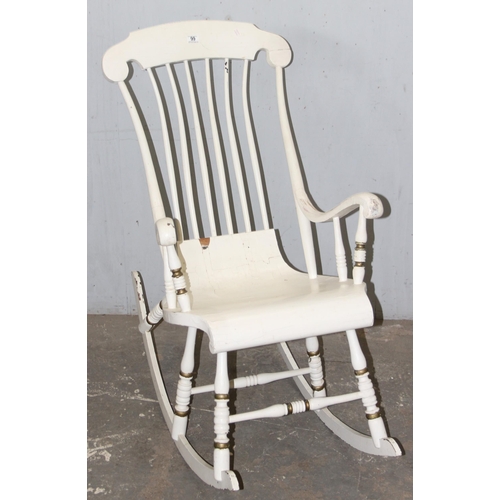 99 - Rare Swedish 6 legged rocking chair with white painted finish, approx 62cm wide x 125cm deep x 117cm... 