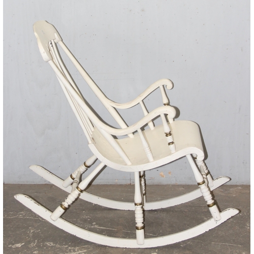 99 - Rare Swedish 6 legged rocking chair with white painted finish, approx 62cm wide x 125cm deep x 117cm... 