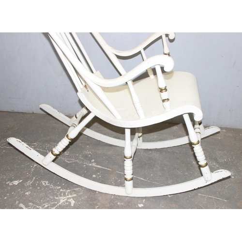 99 - Rare Swedish 6 legged rocking chair with white painted finish, approx 62cm wide x 125cm deep x 117cm... 