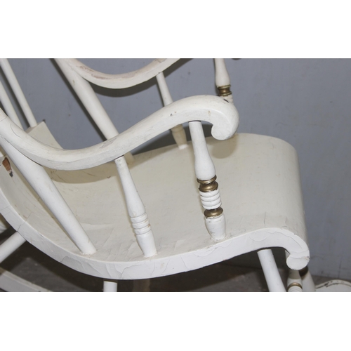 99 - Rare Swedish 6 legged rocking chair with white painted finish, approx 62cm wide x 125cm deep x 117cm... 