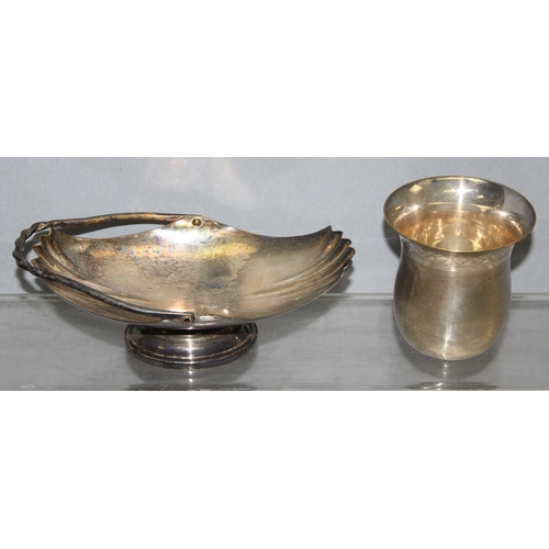 1026 - Qty of silver-plated items to incl serving platter, cutlery, drinking cup etc, approx 2.5kg gross