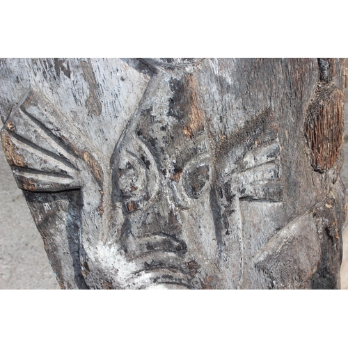 122 - A very large vintage carved wooden tribal mask sculpture, believed to be palm wood and possibly from... 