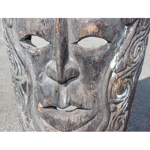 122 - A very large vintage carved wooden tribal mask sculpture, believed to be palm wood and possibly from... 