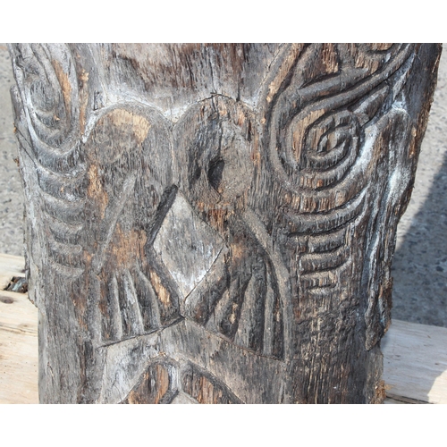 122 - A very large vintage carved wooden tribal mask sculpture, believed to be palm wood and possibly from... 