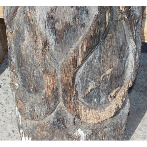 122 - A very large vintage carved wooden tribal mask sculpture, believed to be palm wood and possibly from... 