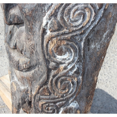 122 - A very large vintage carved wooden tribal mask sculpture, believed to be palm wood and possibly from... 