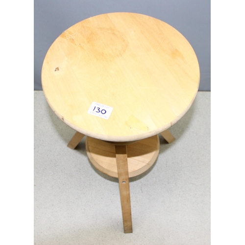 130 - Wooden laundry box and adjustable engineers' or potters style stool, largest approx 47 x 47 x 50cm