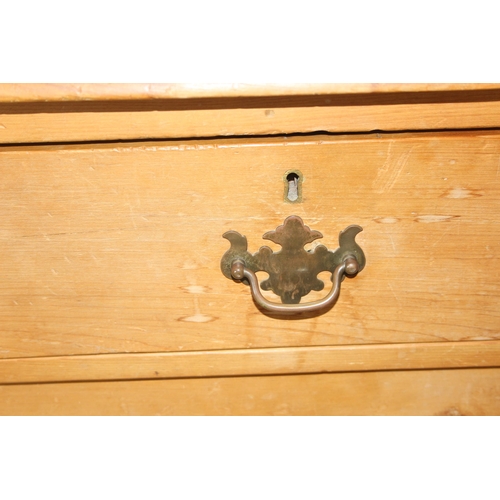 139 - A Victorian pine 2 over 3 chest of drawers with brass handles, approx 100cm wide x 48cm deep x 92cm ... 