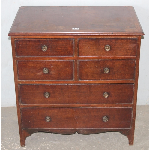 140 - An antique mahogany chest of drawers of unusual 2 over 2 over 2 form, approx 75cm wide x 49cm deep x... 