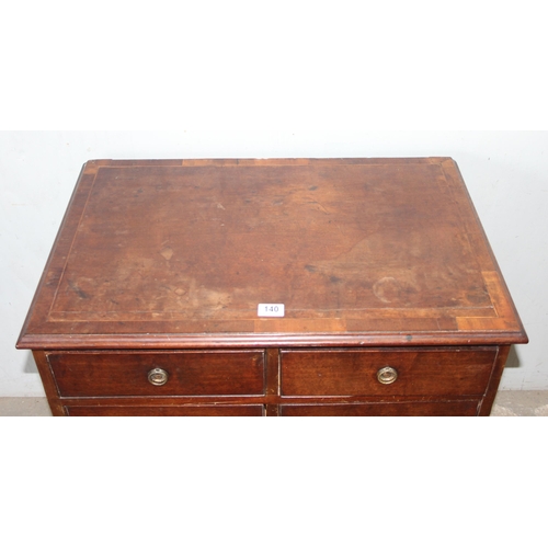 140 - An antique mahogany chest of drawers of unusual 2 over 2 over 2 form, approx 75cm wide x 49cm deep x... 