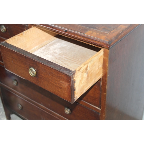 140 - An antique mahogany chest of drawers of unusual 2 over 2 over 2 form, approx 75cm wide x 49cm deep x... 