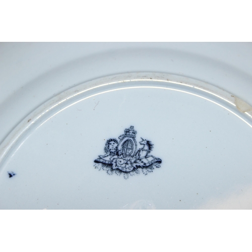 1418 - A rare 19th century lancers pottery plate, marked with crest for 