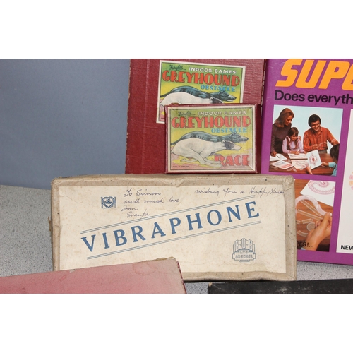 1547 - Qty of vintage and later board games to include scrabble, dingbats and Super Spirograph