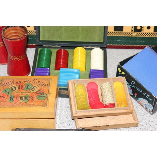 1548 - Qty of various vintage games to include playing cards, snakes and ladders and counters