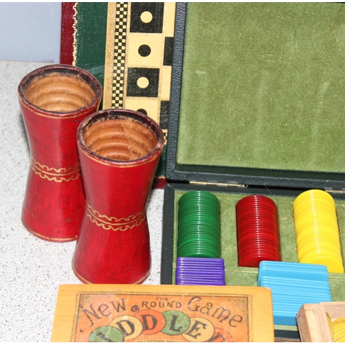 1548 - Qty of various vintage games to include playing cards, snakes and ladders and counters