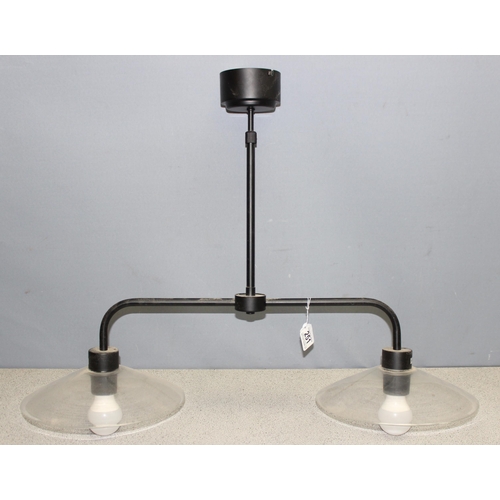 251 - Industrial style 2-arm ceiling light with glass shades, approx 56cm H