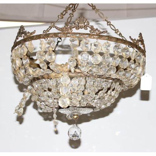 252 - Antique crystal glass chandelier, approx 40cm diam