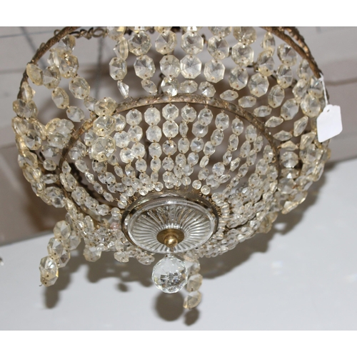 252 - Antique crystal glass chandelier, approx 40cm diam