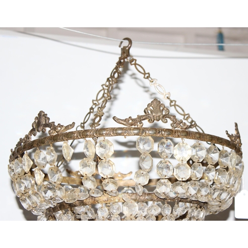 252 - Antique crystal glass chandelier, approx 40cm diam