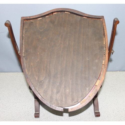 290 - 2 antique mahogany framed table top mirrors, largest approx 46cm W x 68cm H