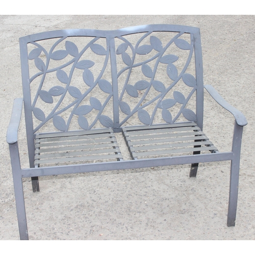 314 - 2 seater garden bench with leaf backed design, approx 142cm x 60cm x 94cm