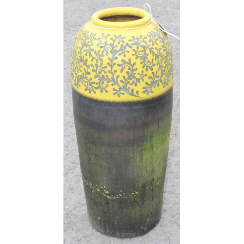 318 - Large and highly decorative yellow and black glazed art pottery urn decorated with acanthus scrolls,... 