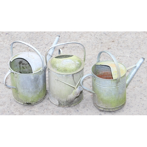 331 - 3 vintage Galvanized watering cans of varying sizes