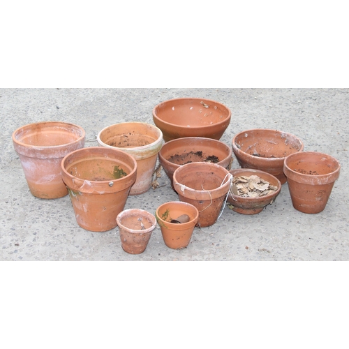 345 - Selection of terracotta garden pots, largest approx 26cm tall