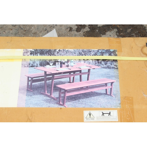 358 - Boxed flat pack wooden garden bench for construction