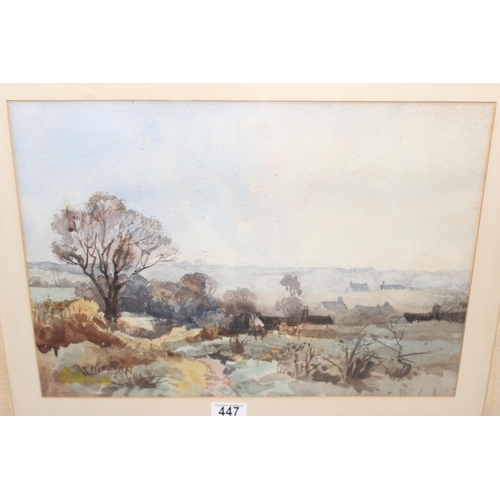 447 - Original watercolour of a landscape scene in frame, signed bottom left S. Dickson, bearing Sheffield... 