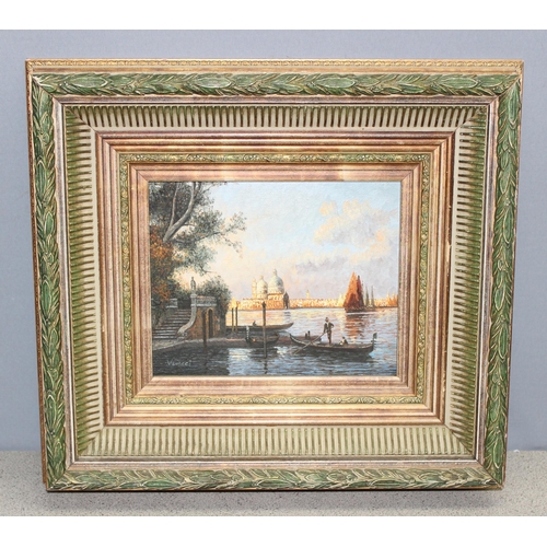 450 - Vincci (XX): Original oil painting of a view of Santa Maria della Salute, Venice, in impressive fram... 