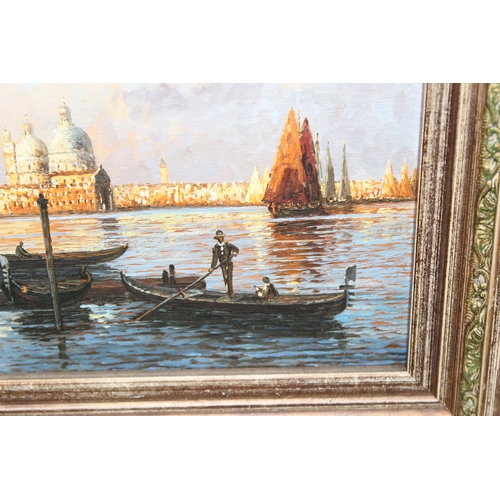 450 - Vincci (XX): Original oil painting of a view of Santa Maria della Salute, Venice, in impressive fram... 