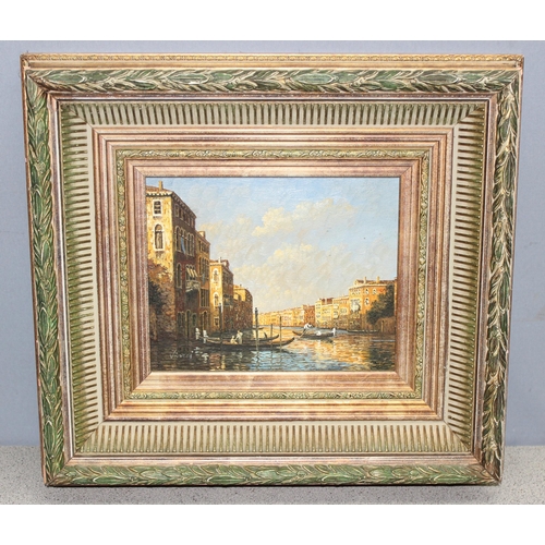 451 - Vincci (XX): Original oil painting of a view of a Venetian scene, possibly The Grand Canal, in impre... 