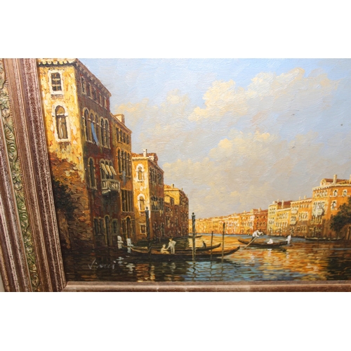 451 - Vincci (XX): Original oil painting of a view of a Venetian scene, possibly The Grand Canal, in impre... 