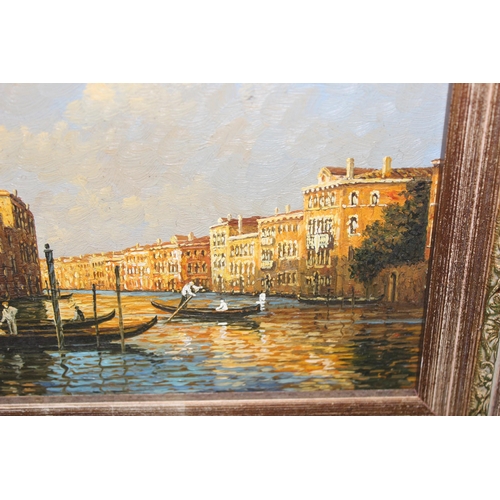 451 - Vincci (XX): Original oil painting of a view of a Venetian scene, possibly The Grand Canal, in impre... 