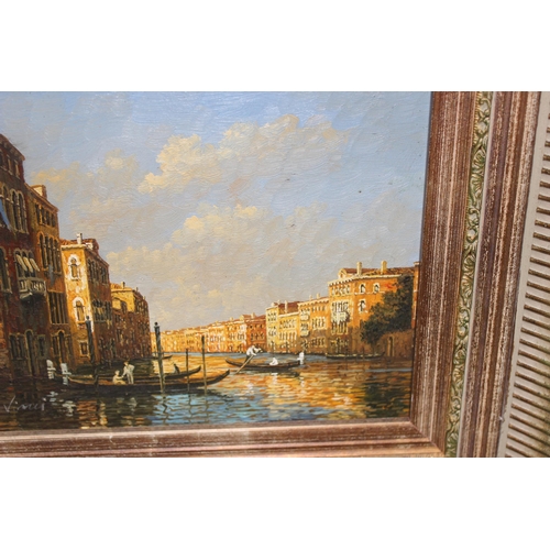 451 - Vincci (XX): Original oil painting of a view of a Venetian scene, possibly The Grand Canal, in impre... 