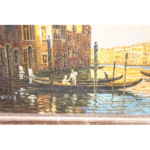 451 - Vincci (XX): Original oil painting of a view of a Venetian scene, possibly The Grand Canal, in impre... 