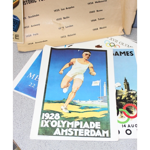 512 - Qty of various stamps and other ephemera to include Texaco historic full colour Olympic posters