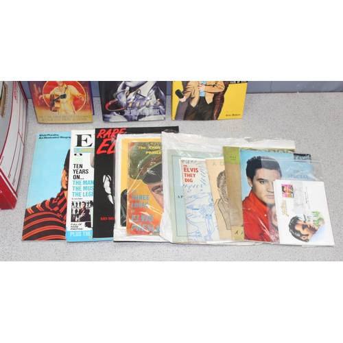 519 - Qty of Elvis Presley hardback books and paperback books/magazines and some First Day Covers