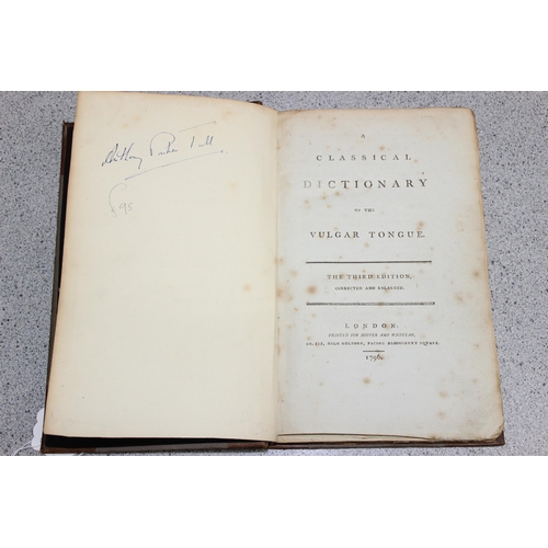 521 - A Classical Dictionary of the Vulgar Tongue, third edition, printed for Hooper & Wigstead of London ... 