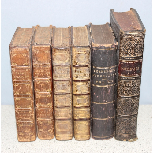 523 - 6 assorted antique books to include - 4 volumes of The Percy Anecdotes, Printed For T. Boys, Ludgate... 