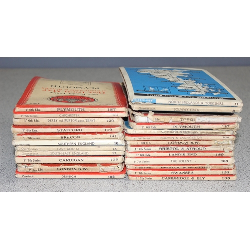 528 - Qty of vintage Ordnance Survey maps, mostly of Southern England and Wales