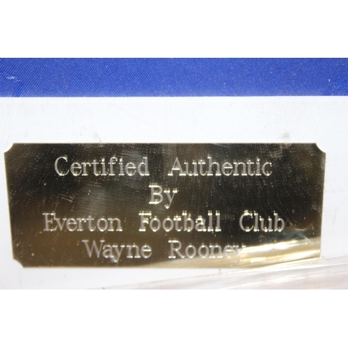 709 - Signed Wayne Rooney Everton No. 18 football shirt in frame, signed 'To Damian'