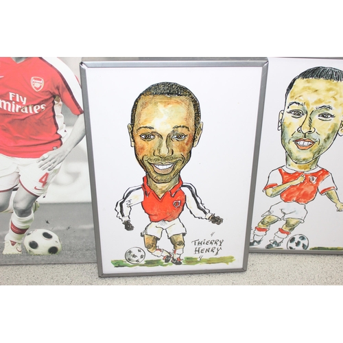 710 - Assorted memorabilia items for the Arsenal football team, incl caricatures in frames