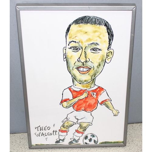 710 - Assorted memorabilia items for the Arsenal football team, incl caricatures in frames