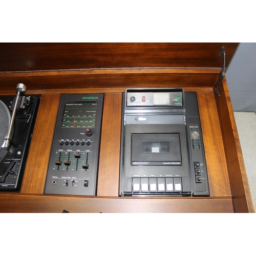 753 - Vintage Dynatron music centre, model GC 1010 PW with integrated Garrard 35SB turntable, approx 97cm ... 